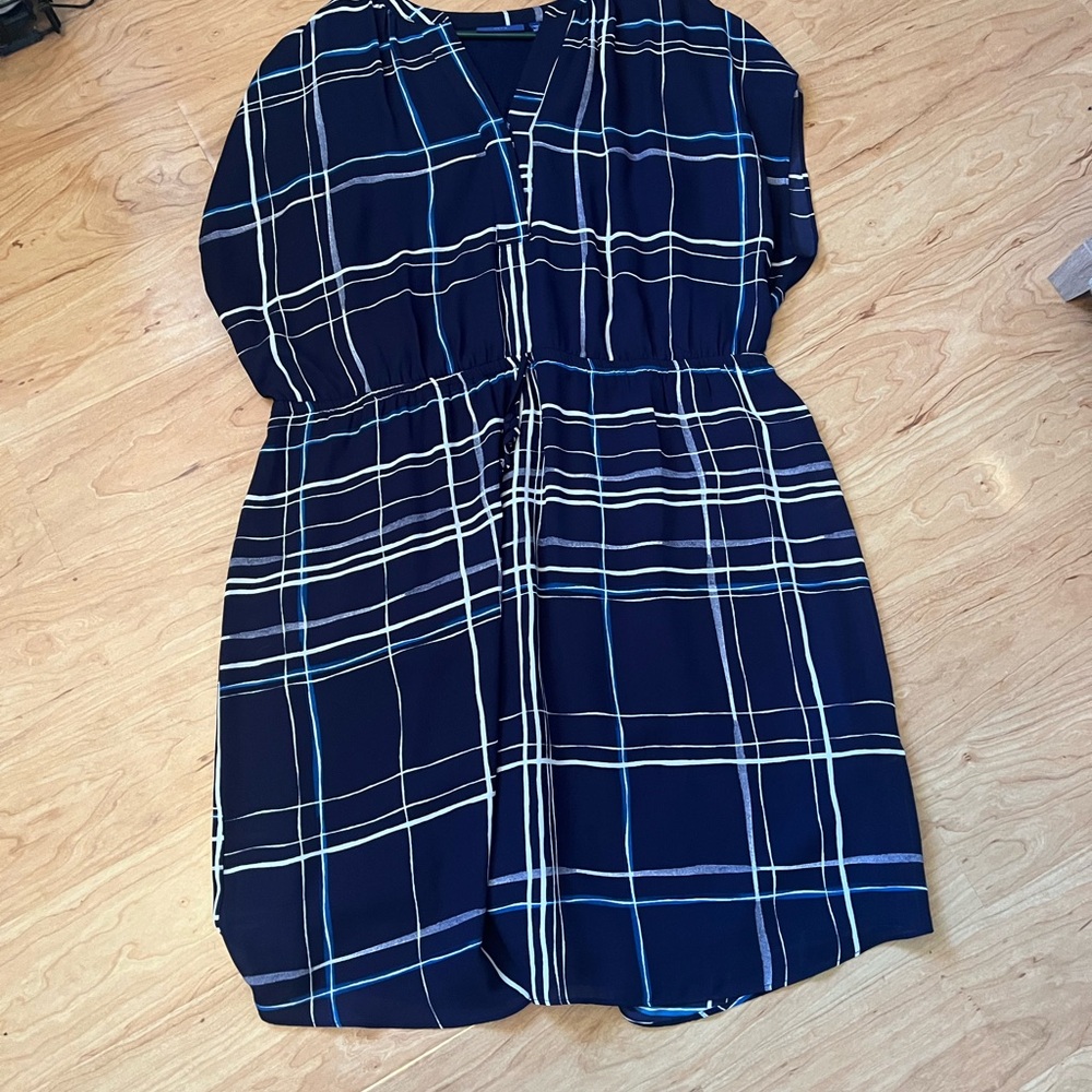 Navy Plaid Dress
